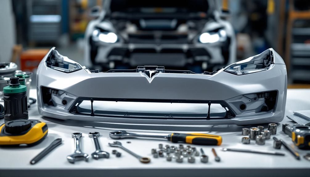 replacing tesla front bumper