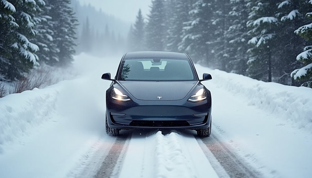 tesla handles snow well