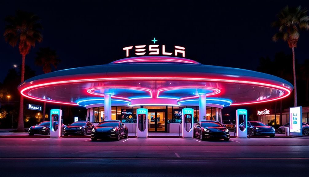 tesla s all night retro diner