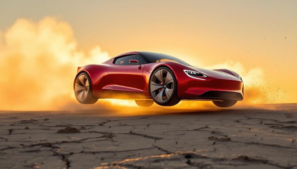 flying tesla roadster demo